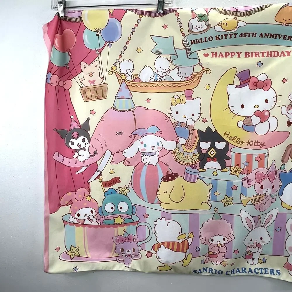 Sanrio Hello Kitty Tapestry Wall Hanging 45th Anniversary Backdrop Kuromi Melody